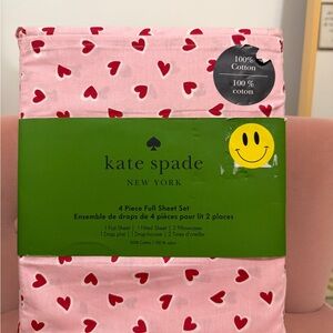 Kate Spade Pink and Red Heart Full Sheet Set